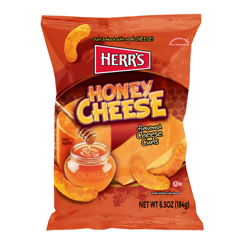Herr's Honey Cheese Flavoured Curls - 6.5oz (184g)