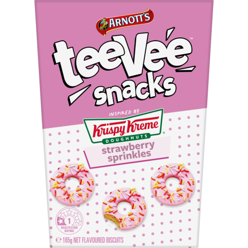 Arnott's teeVee Snacks Krispy Kreme Strawberry Sprinkles - 165g - (Best Before 21/02/22)