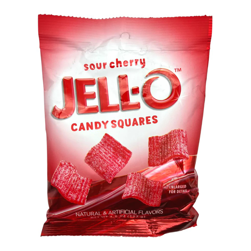 Jell-O Sour Cherry Candy Squares Peg Bag - 127g