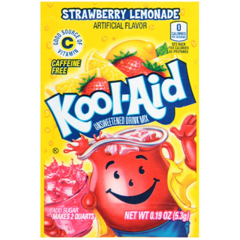 Kool Aid Strawberry Lemonade Unsweetened Drink Mix Sachet - 0.19oz (5.3g)