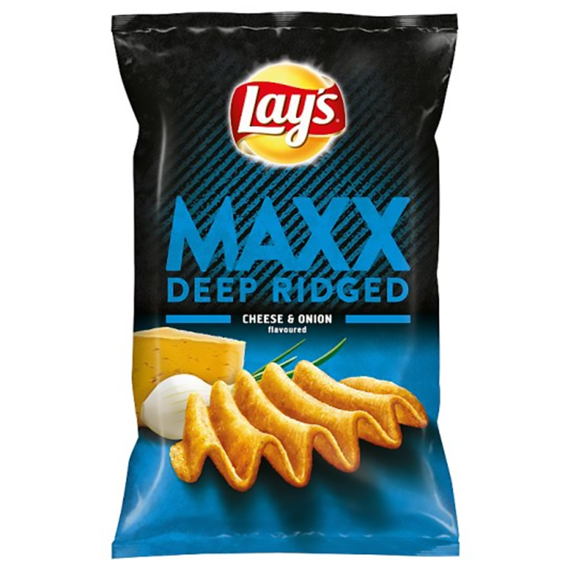Lay's Maxx Deep Ridged Cheese & Onion Potato Crisps 140g