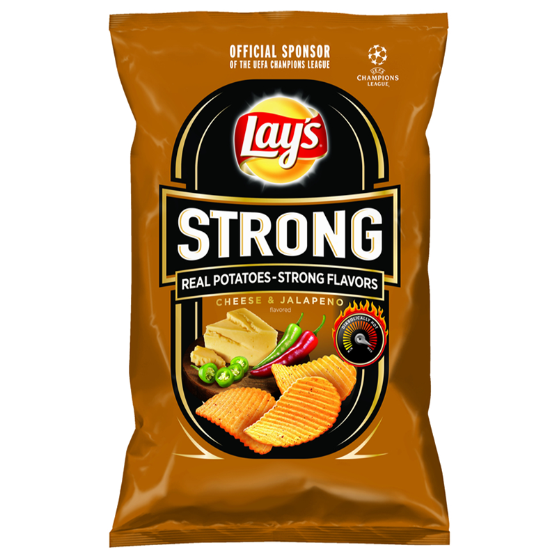 Lay's Strong Cheese & Jalapeno Flavoured Crinkle Cut Potato Crisps - 130g
