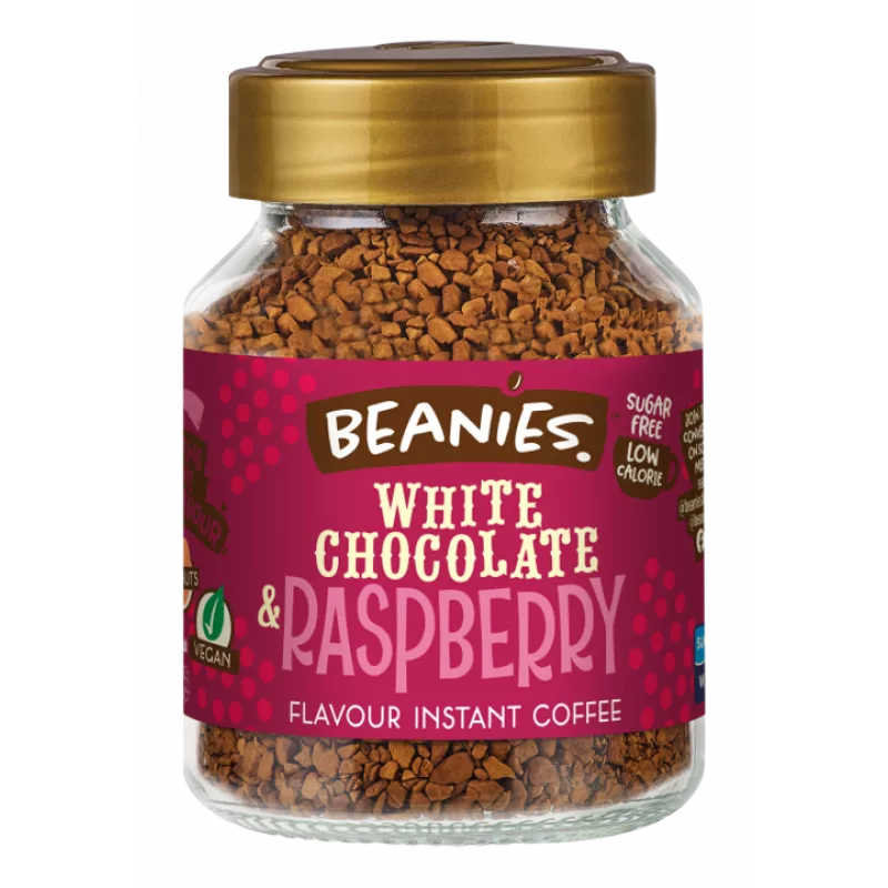 Beanies White Chocolate & Raspberry Flavour Instant Coffee - 50g