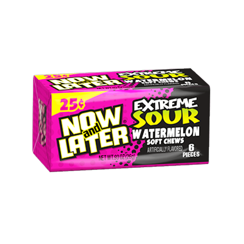 Now & Later 6 Piece EXTREME SOUR Watermelon Candy - 0.93oz (26g)