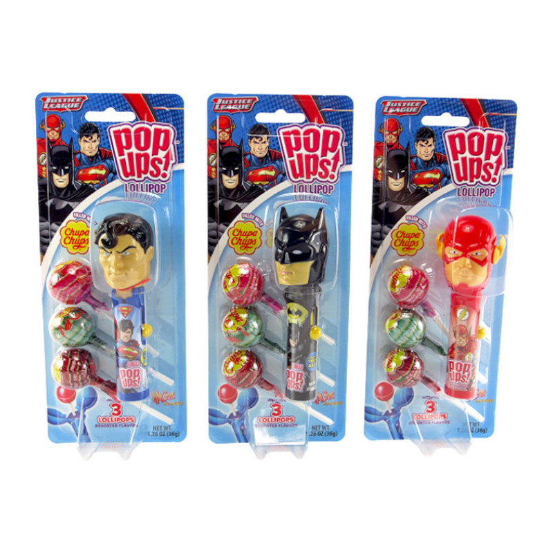 POP UPS! Lollipops Justice League Blister Pack - 1.26oz (36g)