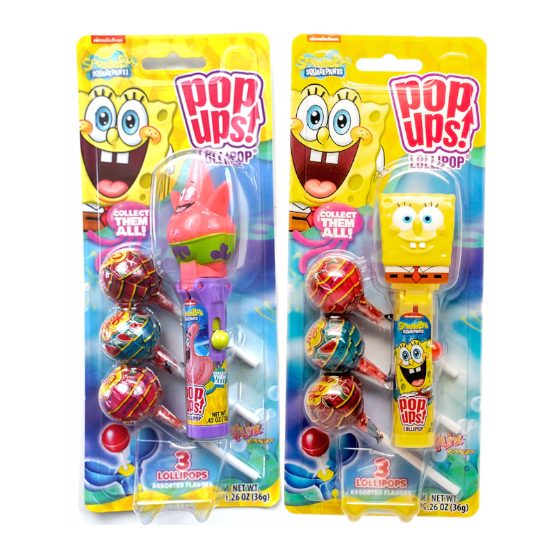 POP UPS! Lollipops Spongebob Squarepants Blister Pack - 1.26oz (36g)