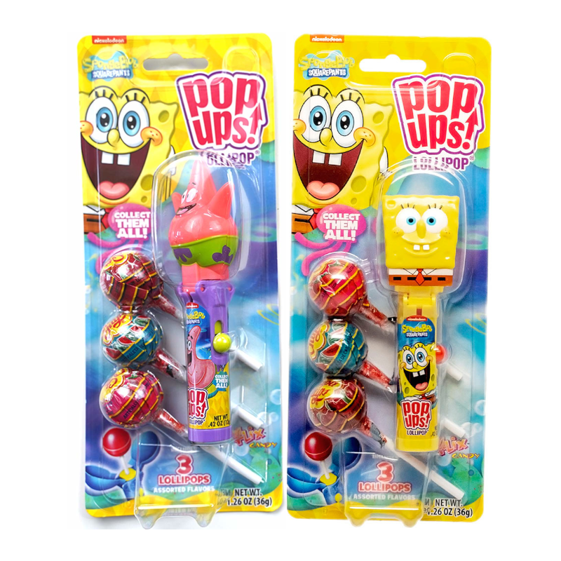 POP UPS! Lollipops Spongebob Squarepants Blister Pack - 1.26oz (36g ...