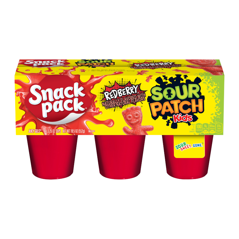 Snack Pack Sour Patch Kids Redberry Juicy Gels - 6 Cups - 19.5oz (552g)