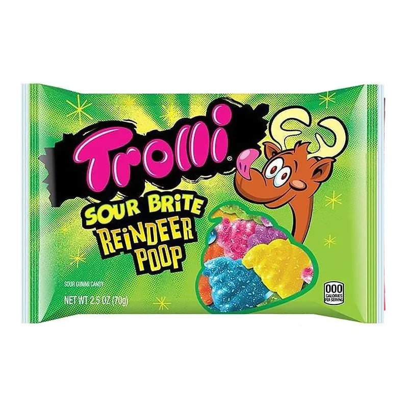 Trolli Sour Brite Gummi Reindeer Poop Christmas Limited Edition - 2.5oz (70g)