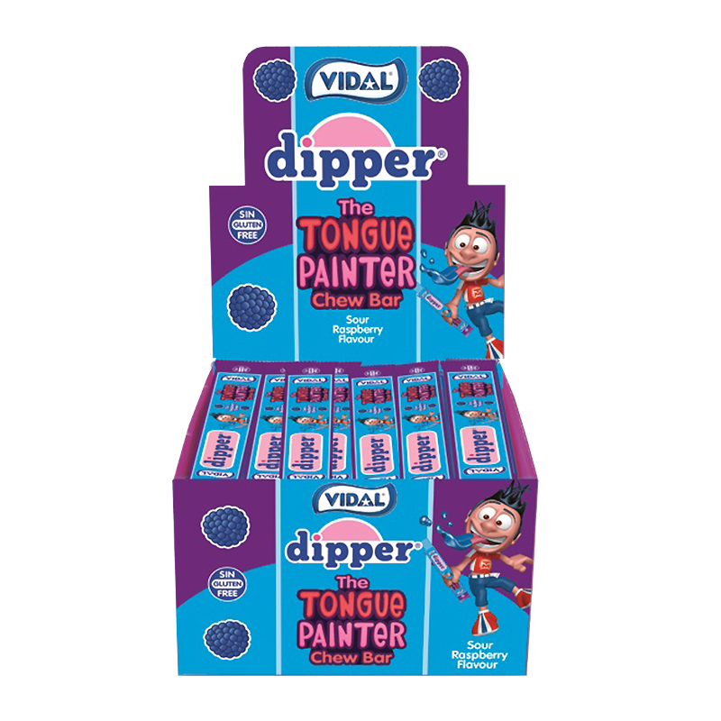 Vidal Dipper Tongue Painter Sour Raspberry Chew Bar (SINGLE) - 0.37oz (10.5g)