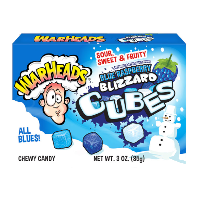 Warheads Blue Raspberry Blizzard Cubes Theatre Box - 3oz (85g)