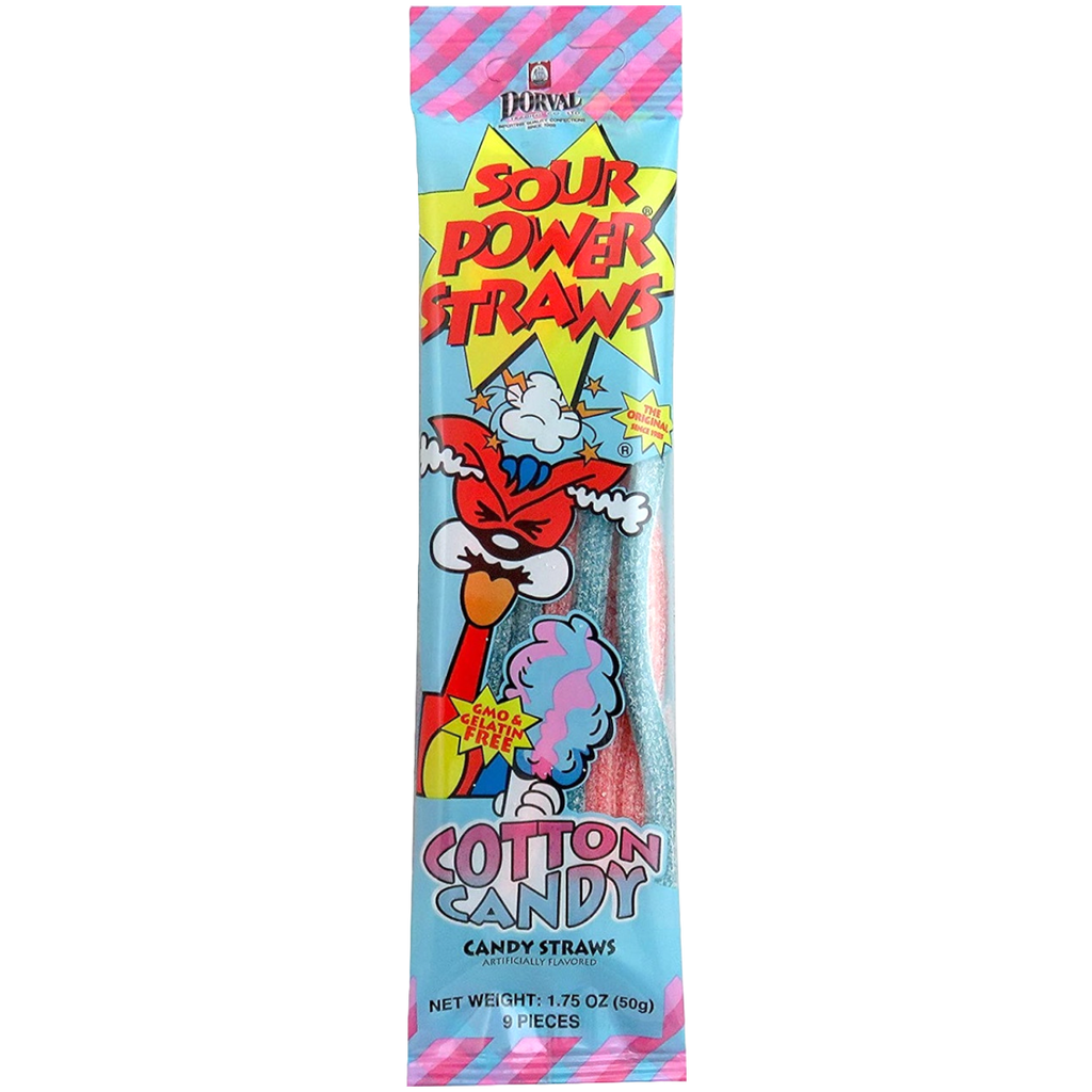Dorval Sour Power Straws Cotton Candy - 1.75oz (50g)