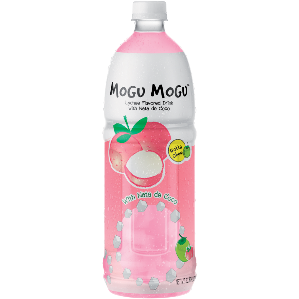 Mogu Mogu Lychee Flavoured Drink with Nata de Coco - 1L Big Bottle