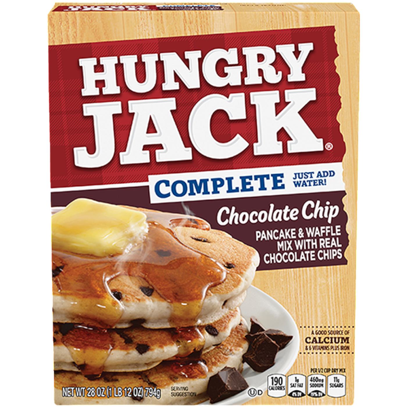 Hungry Jack Complete Chocolate Chip Pancake & Waffle Mix BIG BOX - 28oz (794g) BB 07/08/24