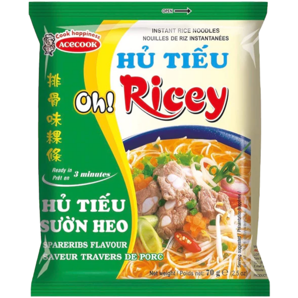 Acecook Oh! Ricey Spare Rib Flavour Oriental Instant Pho Rice Noodles - 70g