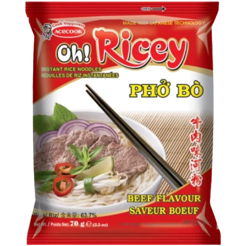 Acecook Oh! Ricey Beef Flavour Oriental Instant Pho Rice Noodles - 70g