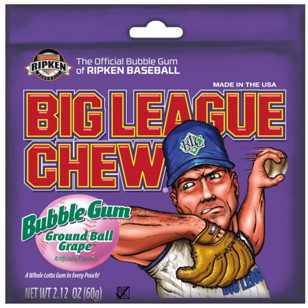 Big League Chew Ground Ball Grape Bubble Gum 2.12oz (60g)